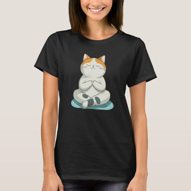 Yoga Niedlich Kitty Cat T-Shirt (Vorderseite)