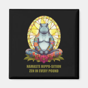 Yoga Nilpferd in Meditationspose, friedlicher Zen Magnet