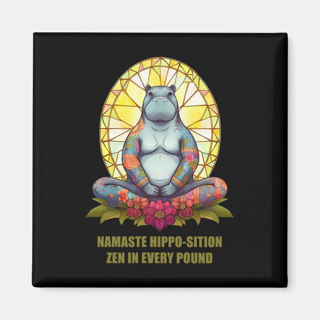 Yoga Nilpferd in Meditationspose, friedlicher Zen  Magnet (Vorne)