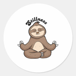 Yoga oder alltägliche Stille Faultier inspirierte Runder Aufkleber