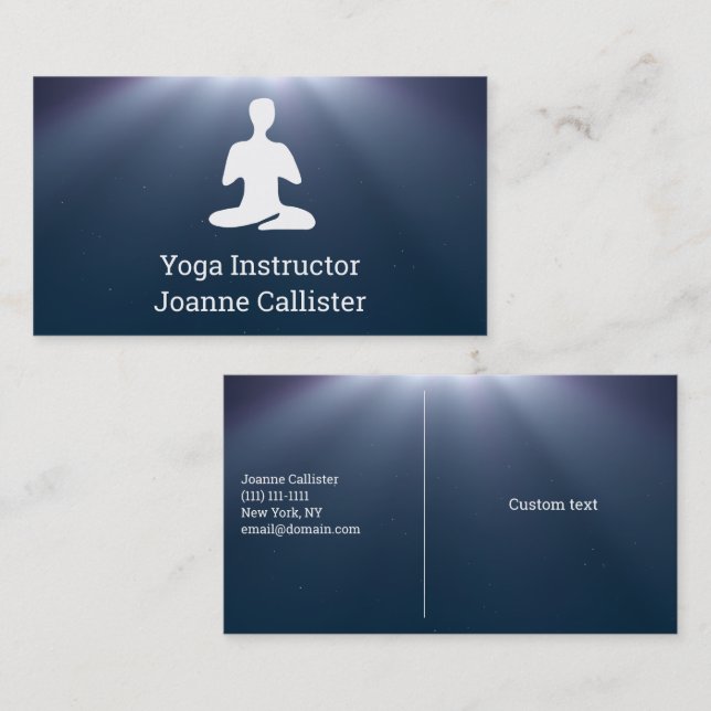 Yoga oder Pilates Instructor Business Card Visitenkarte (Vorne/Hinten)