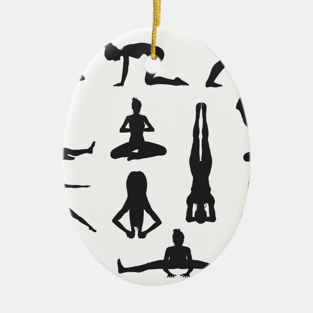 Yoga- oder pilates-Pose-Silhouetten Keramik Ornament (Vorne)