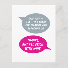Yoga oder Wein? Das ist entspannter. Nur zum Spaß Postkarte