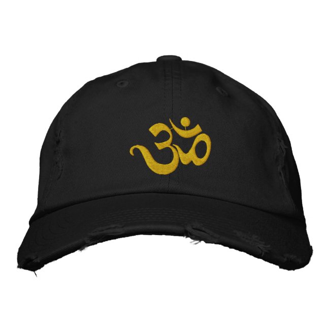 Yoga OM bestickte dunkle Kappe (Vorderseite)