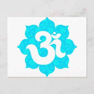Yoga Om in Lotus hellblau Postkarte