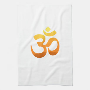Yoga Om Mantra Gold Sun Meditation Gelbes Orange Geschirrtuch
