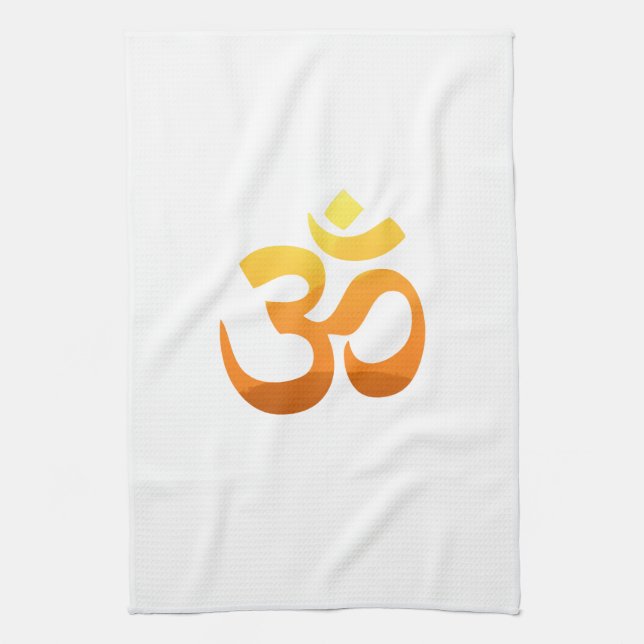 Yoga Om Mantra Gold Sun Meditation Gelbes Orange Geschirrtuch (Vertikal)
