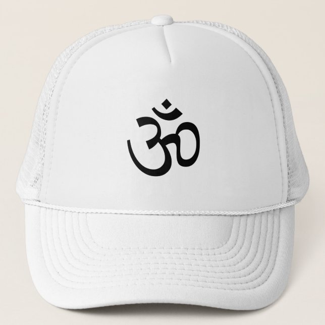 Yoga, Om Om Icon, Ohm Hinduismus Symbol Schwarz-we Truckerkappe (Vorderseite)