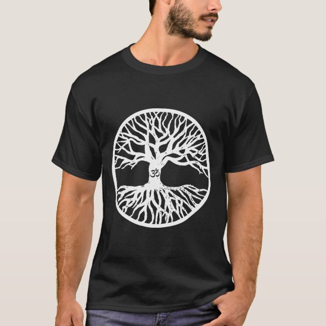 Yoga Om Om Ohm Symbolbaum des Lebens T-Shirt (Vorderseite)