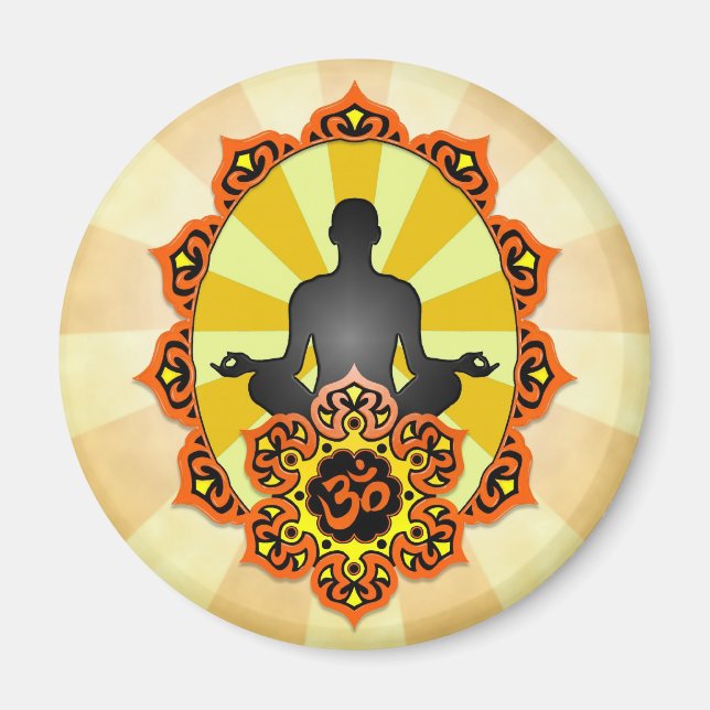 Yoga-Om, orange und gelb Magnet (Vorne)