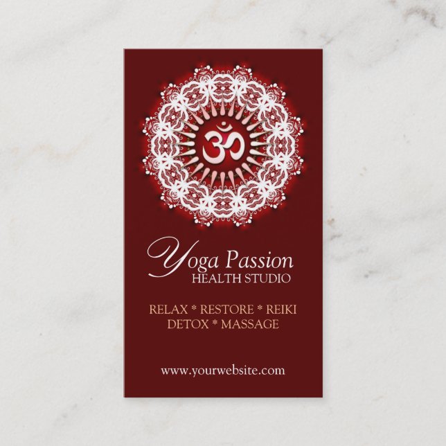 Yoga Om Passion New Age Business Cards Visitenkarte (Vorderseite)