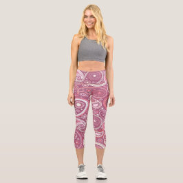Yoga Pants in Rosa und Weiß Capri Leggings
