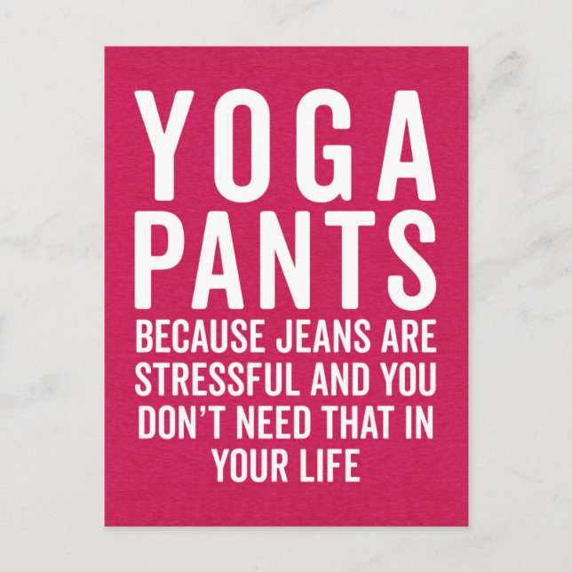 Yoga Pants Stressful Funny Zitat Postkarte (Vorderseite)