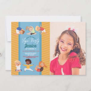 Yoga Party Birthday Stretch Girls Boys Foto Einladung