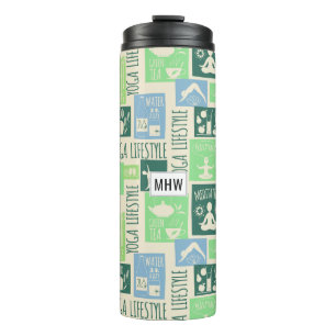 Yoga Pattern, kundenspezifischer Monogramm-Tumbler Thermosbecher