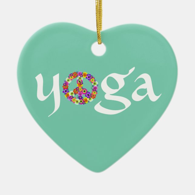 Yoga Peace Sign Floral Keramikornament (Vorne)