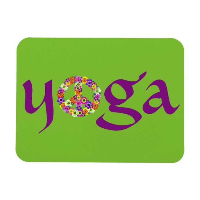 Yoga Peace Sign Floral Magnet (Horizontal)