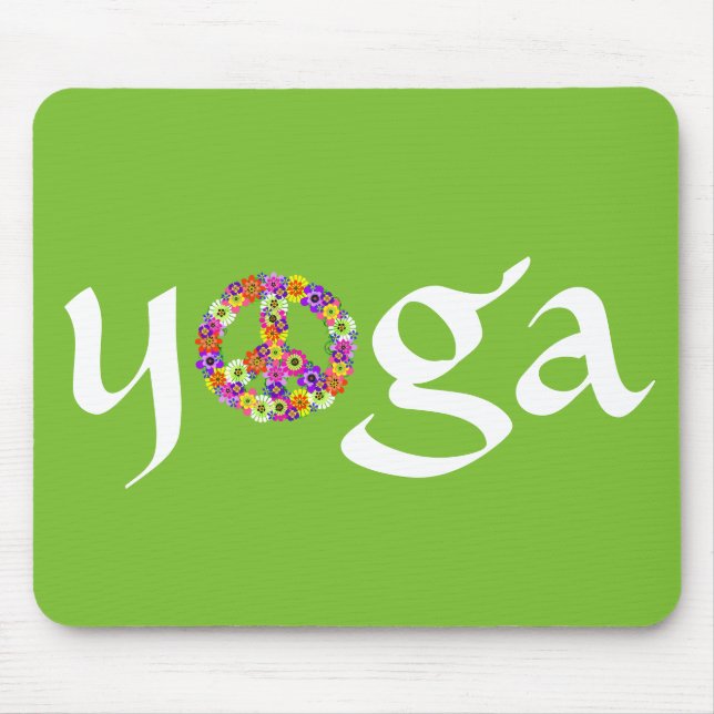 Yoga Peace Sign Floral Mousepad (Vorne)