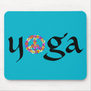 Yoga Peace Sign Floral Mousepad