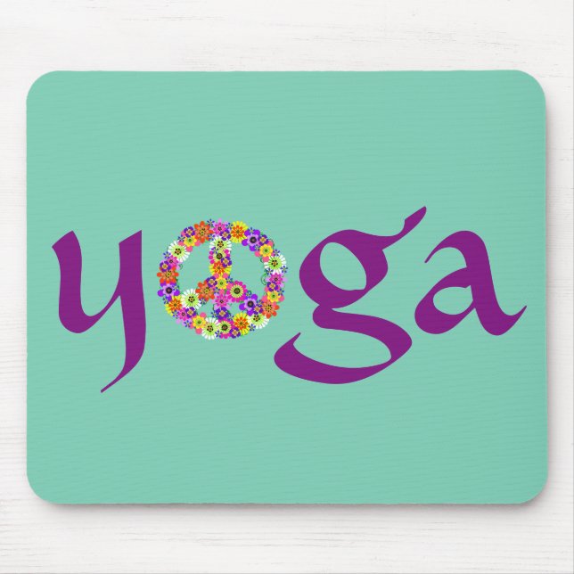 Yoga Peace Sign Floral Mousepad (Vorne)