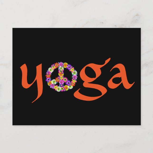 Yoga Peace Sign Floral Postkarte (Vorderseite)
