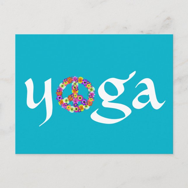 Yoga Peace Sign Floral Postkarte (Vorderseite)