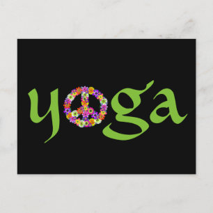Yoga Peace Sign Floral Postkarte