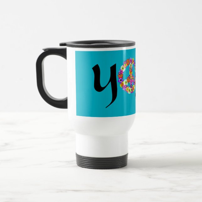 Yoga Peace Sign Floral Reisebecher (Links)