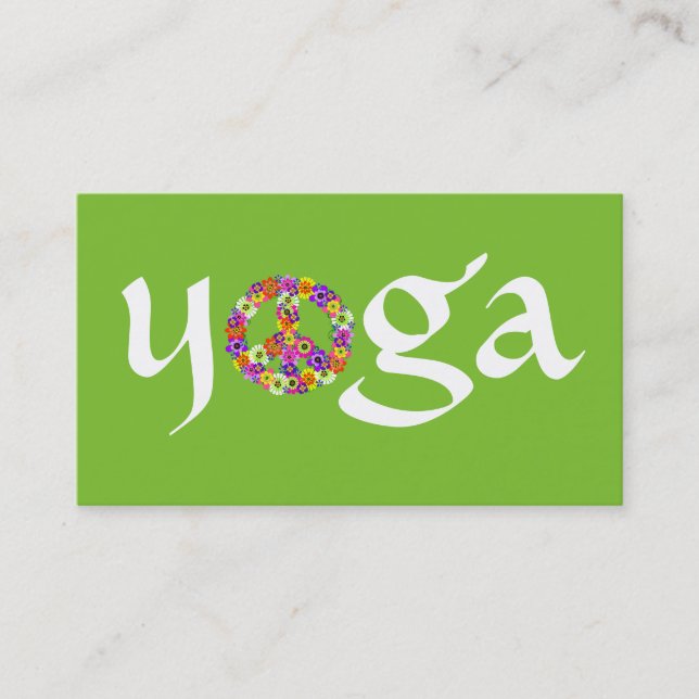 Yoga Peace Sign for Yoga Instructor White on Green Visitenkarte (Vorderseite)