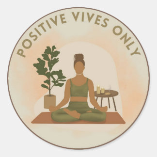 Yoga Pegatina/Stickers Vive en Positivo Runder Aufkleber