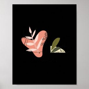 Yoga Pflanzen Kaffee Minimalistische Line Art Frau Poster