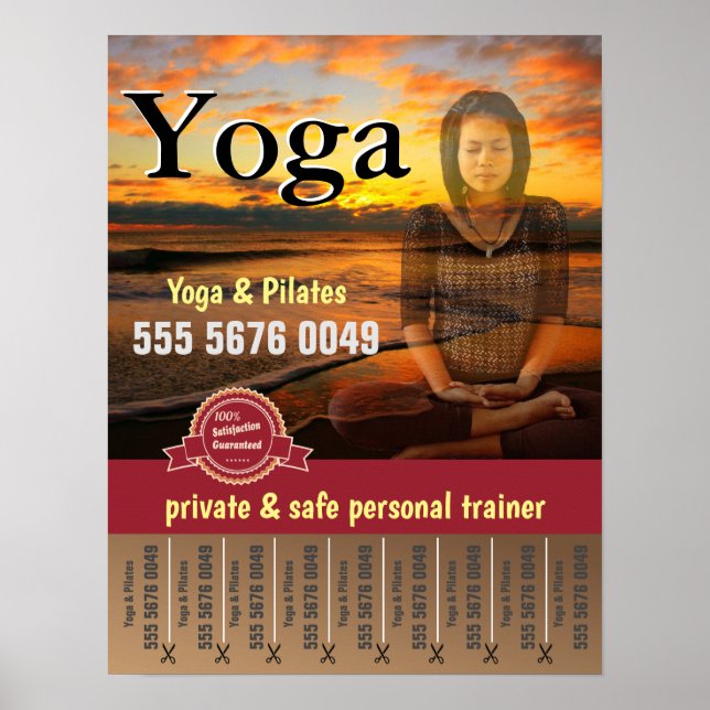Yoga Pilates Fitness Trainer Kleine Unternehmen Fl Poster (Vorne)