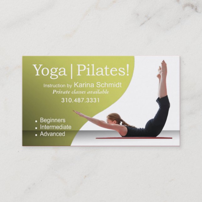 "Yoga | Pilates!" Pilates Anweisung, Yoga-Klasse Visitenkarte (Vorderseite)