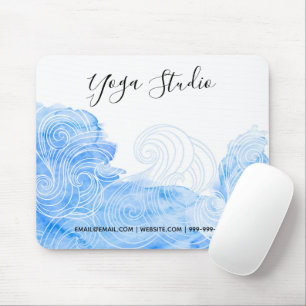 Yoga Pilates Reiki Studio Blue Waves Aqua Mousepad