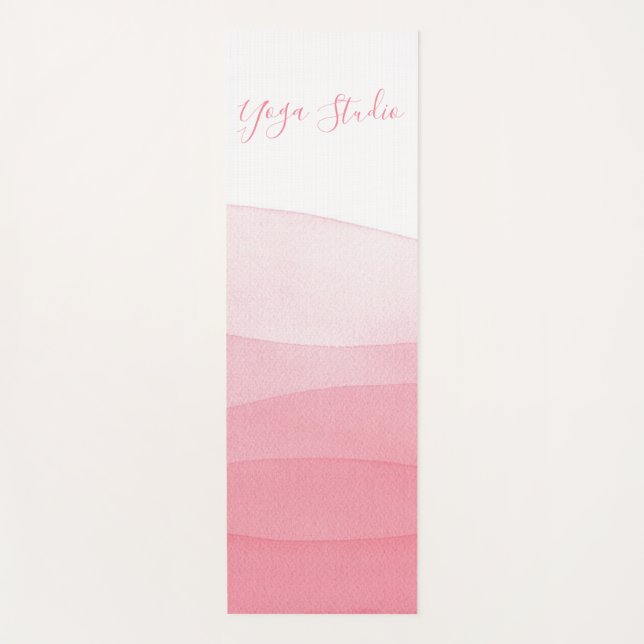 Yoga Pilates Reiki Studio Pink Ombre Wasserfarbe Yogamatte (Vorderseite)
