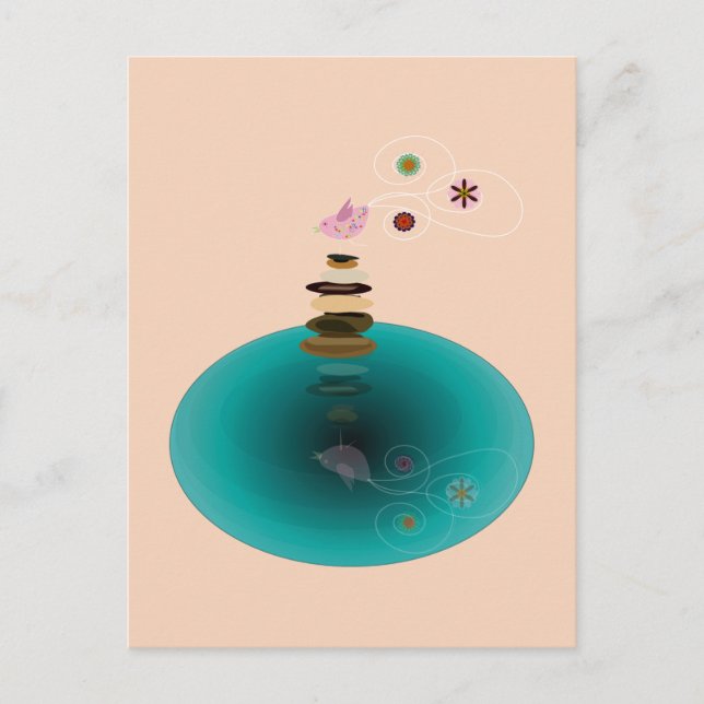 Yoga-Pose, Birdy auf den Felsen Postkarte (Vorderseite)