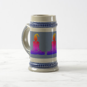 Yoga Pose - Blauer Bierstein Bierglas
