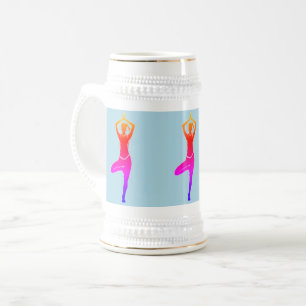 Yoga Pose - Blue & Gold Bierstein Bierglas