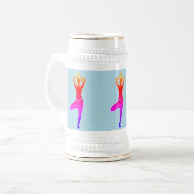 Yoga Pose - Blue & Gold Bierstein Bierglas (Vorderseite Links)