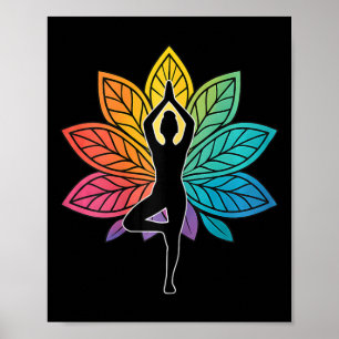 Yoga-Pose-Chakra-Baum-Silhouette-Lotus-Lanze-Medit Poster
