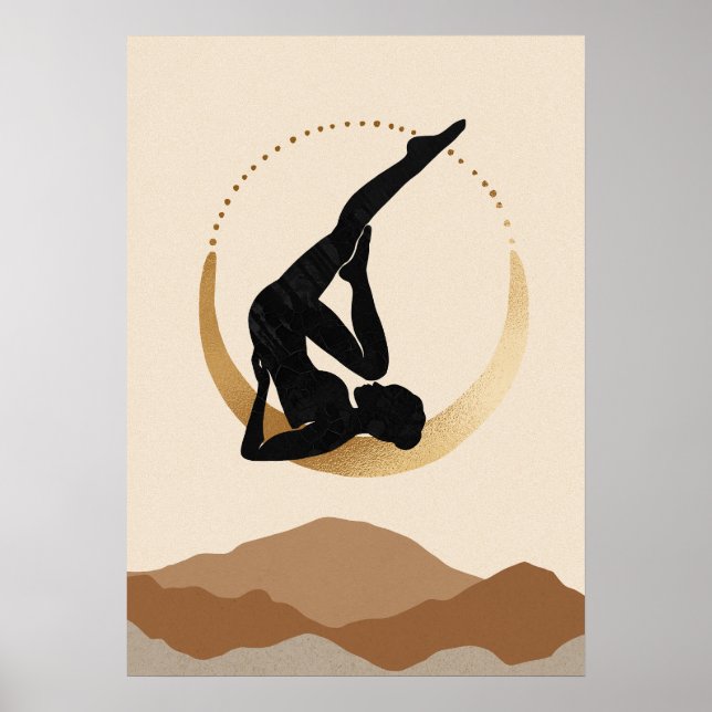 Yoga Pose Goldmond, modern abstrakt Zen Poster (Vorne)