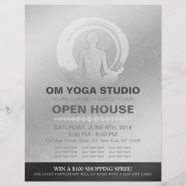 YOGA Pose Instructor Studio Open House ZEN Symbol Flyer (Vorne)