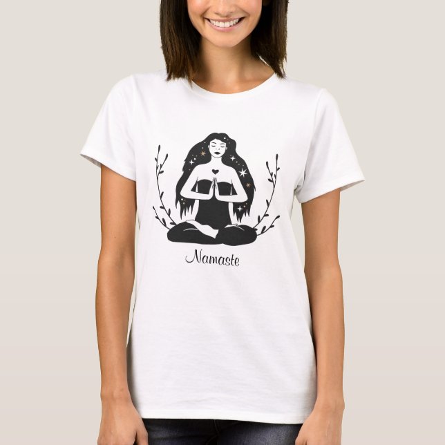 Yoga-Pose-Medizin für Frauen Namaste T-Shirt (Vorderseite)