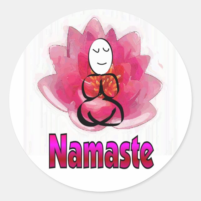 Yoga-Pose mit Lotus-Blume "Namaste" Runder Aufkleber (Vorderseite)