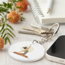 Yoga Pose Monoline Earthy Tones Acrylic Schlüssela Schlüsselanhänger