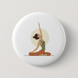 Yoga Pose Monoline Earthy Tones Button