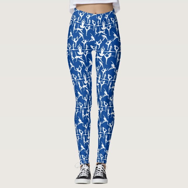 Yoga-Pose Muster 01.bx4.Blue BG Leggings (Vorderseite)