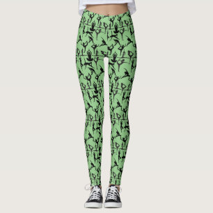 Yoga-Pose Muster 01.wx4.Green GB Leggings