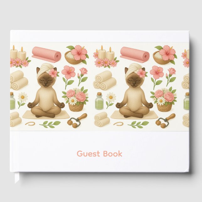 Yoga-Pose Namaste für siamesische Katzen-Liebhaber Gästebuch (Vorderseite)