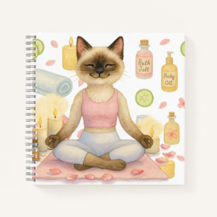 Yoga-Pose Namaste für siamesische Katzen-Liebhaber Notizbuch